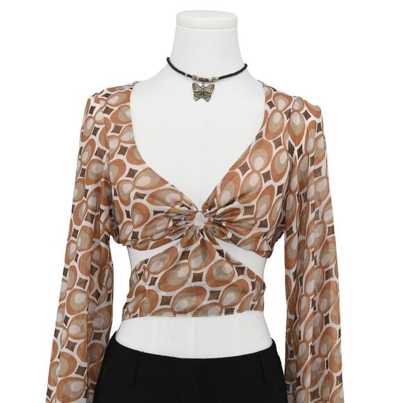 Urban Outfitters Tops - Urban Outfitters Women's Brown and Tan Blouse Retro 70s Glam